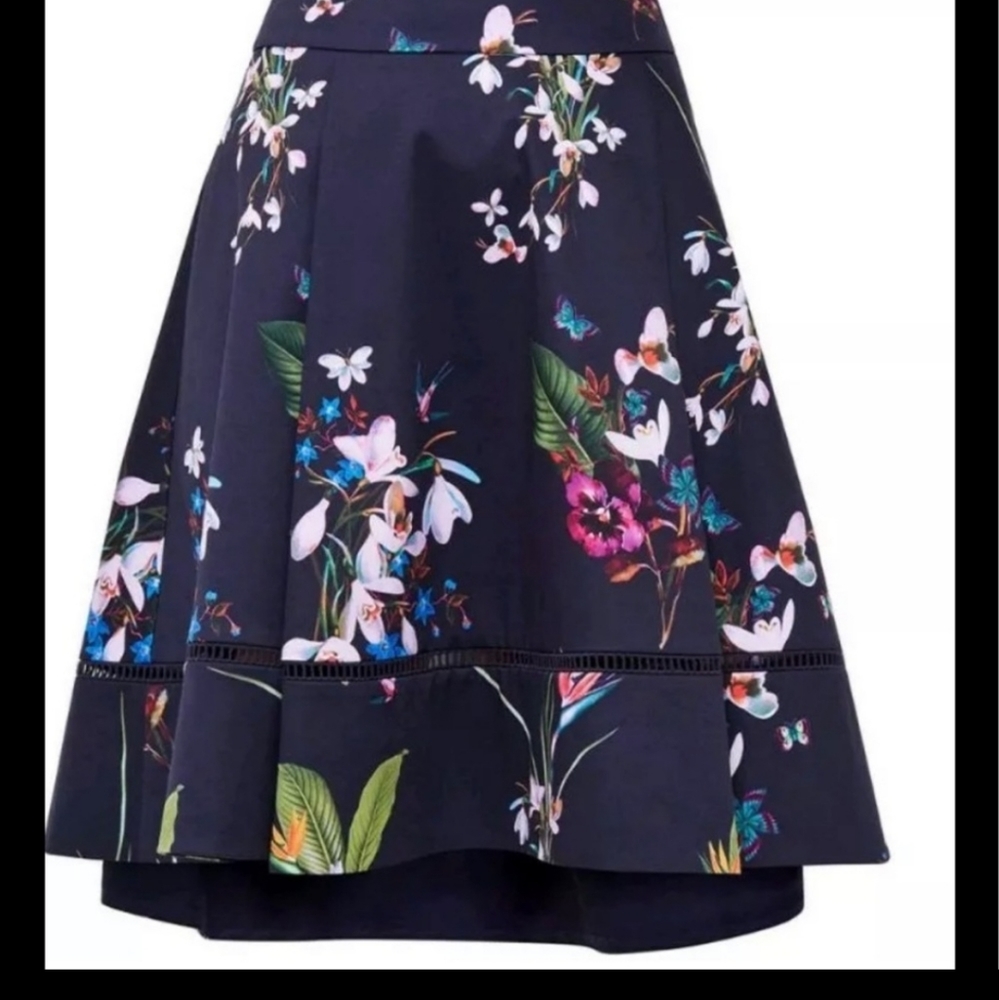 Ted Baker London navy plio tropical oasis skirt - Picture 3 of 9